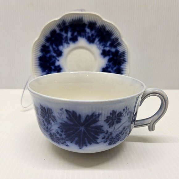 Vintage Vinranka By Gefle Flat Cup and Saucer Set Sweden Flow Blue - Picture 2 of 8